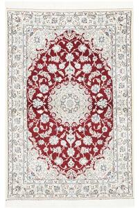 Tappeto Nain 9la Medaglione Floreale Rosso Scuro Avorio 100x152 Cm