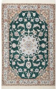 Tappeto Nain 9la Medaglione Floreale Verde Scuro Avorio 101x154 Cm