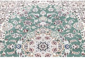 Tappeto Nain 9la Medaglione Floreale Verde Petrolio Avorio 102x151 Cm