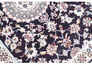 Tappeto Nain 9la Medaglione Floreale Blu Scuro Avorio Corsia 70x288 Cm