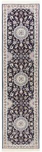 Tappeto Nain 9la Medaglione Floreale Blu Scuro Avorio Corsia 70x288 Cm
