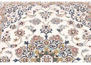 Tappeto Nain 9la Medaglione Floreale Avorio Blu Scuro Corsia 69x386 Cm
