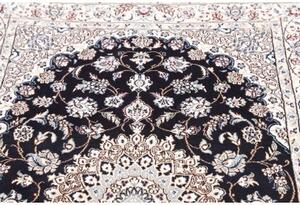 Tappeto Nain 9la Medaglione Floreale Blu Scuro Avorio 103x151 Cm