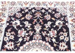 Tappeto Nain 9la Medaglione Floreale Blu Scuro Avorio Corsia 70x288 Cm