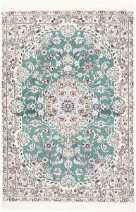 Tappeto Nain 9la Medaglione Floreale Verde Petrolio Avorio 102x151 Cm