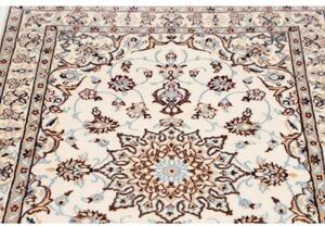 Tappeto Nain 9la Medaglione Floreale Avorio Marrone Corsia 95x354 Cm