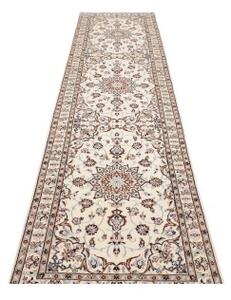 Tappeto Nain 9la Medaglione Floreale Avorio Marrone Corsia 95x354 Cm