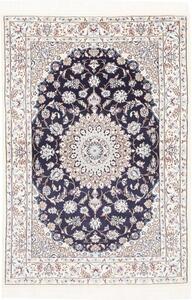 Tappeto Nain 9la Medaglione Floreale Blu Scuro Avorio 103x151 Cm