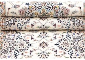Tappeto Nain 9la Medaglione Floreale Avorio Blu Scuro Corsia 69x386 Cm