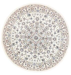 Tappeto Nain 9la Medaglione Floreale Avorio Blu Rotondo 200x200 Cm
