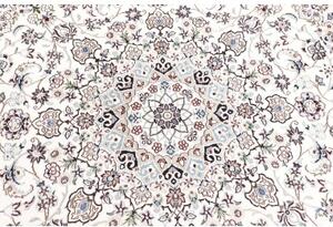 Tappeto Nain 9la Medaglione Floreale Avorio Blu Rotondo 200x200 Cm