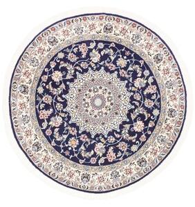 Tappeto Nain 9la Medaglione Floreale Blu Scuro Avorio Rotondo 150x150 Cm