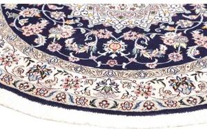 Tappeto Nain 9la Medaglione Floreale Blu Scuro Avorio Rotondo 150x150 Cm