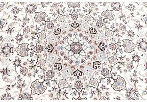 Tappeto Nain 9la Medaglione Floreale Avorio Blu Scuro Rotondo 200x200 Cm