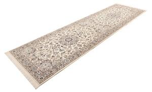 Tappeto Nain 9la Medaglione Floreale Avorio Blu Corsia 101x323 Cm