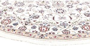 Tappeto Nain 9la Medaglione Floreale Avorio Blu Scuro Rotondo 200x200 Cm