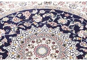 Tappeto Nain 9la Medaglione Floreale Blu Scuro Avorio Rotondo 150x150 Cm