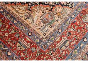 Tappeto Kashamr Zirkhaki Medaglione Floreale Rosso Blu Scuro 305x407 Cm
