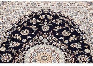 Tappeto Nain 6la Medaglione Floreale Blu Scuro Avorio 101x157 Cm