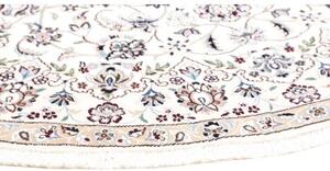 Tappeto Nain 9la Medaglione Floreale Avorio Blu Rotondo 200x200 Cm