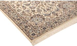 Tappeto Nain 9la Medaglione Floreale Avorio Blu Corsia 101x323 Cm