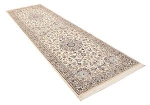 Tappeto Nain 9la Medaglione Floreale Avorio Blu Corsia 101x323 Cm