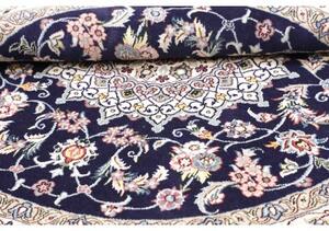 Tappeto Nain 9la Medaglione Floreale Blu Scuro Avorio Rotondo 150x150 Cm