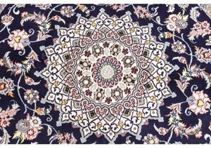 Tappeto Nain 9la Medaglione Floreale Blu Scuro Avorio Rotondo 150x150 Cm