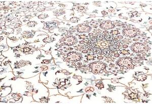 Tappeto Nain 9la Medaglione Floreale Avorio Blu Chiaro Quadrato 202x200 Cm