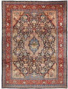 Tappeto Kashamr Zirkhaki Medaglione Floreale Rosso Blu Scuro 305x407 Cm