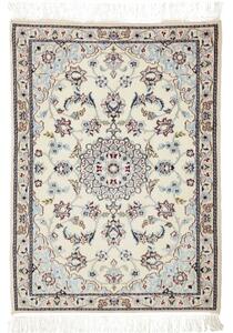 Tappeto Nain 6la Medaglione Floreale Avorio Azzurro 64x90 Cm