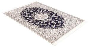 Tappeto Nain 6la Medaglione Floreale Blu Scuro Avorio 103x152 Cm