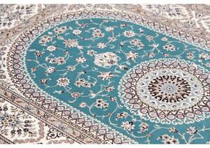 Tappeto Nain 6la Medaglione Floreale Azzurro Avorio 128x200 Cm