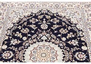 Tappeto Nain 6la Medaglione Floreale Blu Scuro Avorio 103x152 Cm