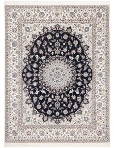 Tappeto Nain 6la Medaglione Floreale Blu Notte Avorio 159x205 Cm