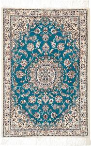 Tappeto Nain 6la Medaglione Floreale Turchese Avorio 62x90 Cm