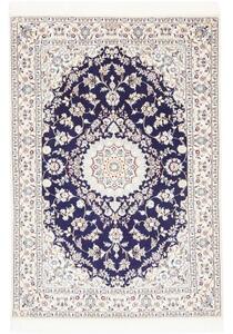 Tappeto Nain 6la Medaglione Floreale Blu Scuro Avorio 103x152 Cm