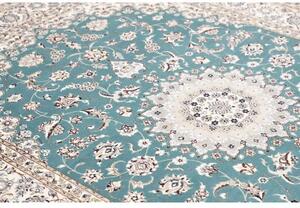 Tappeto Nain 6la Medaglione Floreale Turchese Avorio 168x244 Cm