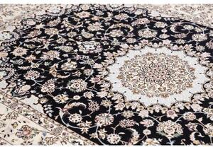Tappeto Nain 6la Medaglione Floreale Blu Scuro Avorio 162x246 Cm