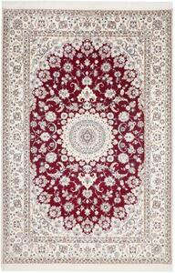 Tappeto Nain 6la Medaglione Floreale Rosso Scuro Avorio 163x245 Cm