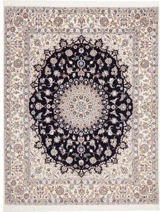 Tappeto Nain 6la Medaglione Floreale Crema Blu Scuro 160x202 Cm
