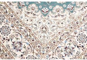 Tappeto Nain 6la Medaglione Floreale Turchese Avorio 168x244 Cm