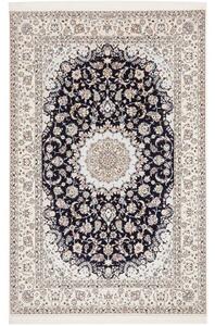 Tappeto Nain 6la Medaglione Floreale Blu Scuro Avorio 162x246 Cm