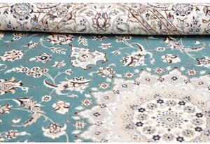 Tappeto Nain 6la Medaglione Floreale Turchese Avorio 168x244 Cm