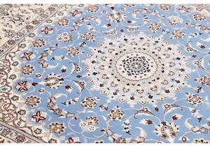 Tappeto Nain 6la Medaglione Floreale Avorio Azzurro Quadrato 151x154 Cm