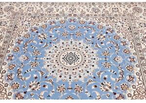 Tappeto Nain 6la Medaglione Floreale Avorio Azzurro Quadrato 151x154 Cm