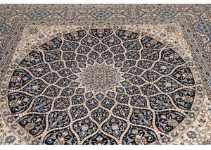 Tappeto Nain 6la Stilizzato Blu Scuro Avorio Quadrato 207x205 Cm