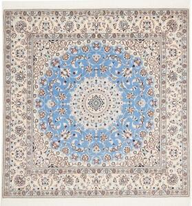 Tappeto Nain 6la Medaglione Floreale Avorio Azzurro Quadrato 151x154 Cm