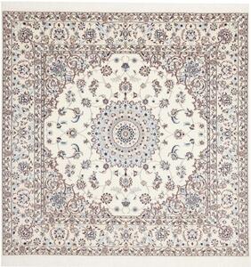 Tappeto Nain 6la Medaglione Floreale Avorio Blu Quadrato 164x163 Cm