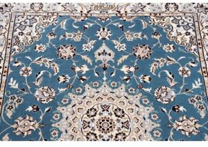 Tappeto Nain 6la Medaglione Floreale Blu Bianco Avorio Corsia 90x309 Cm